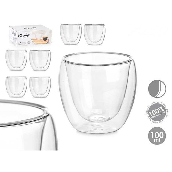 Wasserglas Vivalto Durchsichtig Borosilikatglas 100 ml (6 Stück)