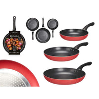 Pfannen-Set Kinvara 2 Schwarz Rot Aluminium Bakelit 20 x 4 cm 28 x 5 cm 24 x 4,5 cm (6 Stück)