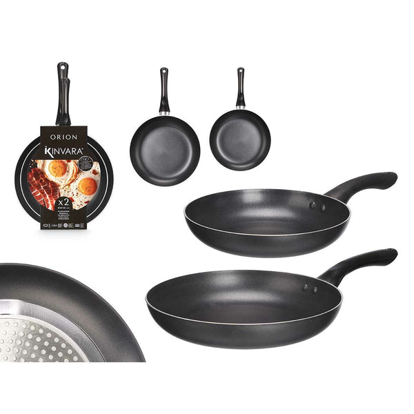 Pfannen-Set Kinvara Schwarz Aluminium Bakelit 22,5 X 4,3 cm 26,4 x 4,7 cm 26,5 x 44 x 8,5 cm (6 Stück)