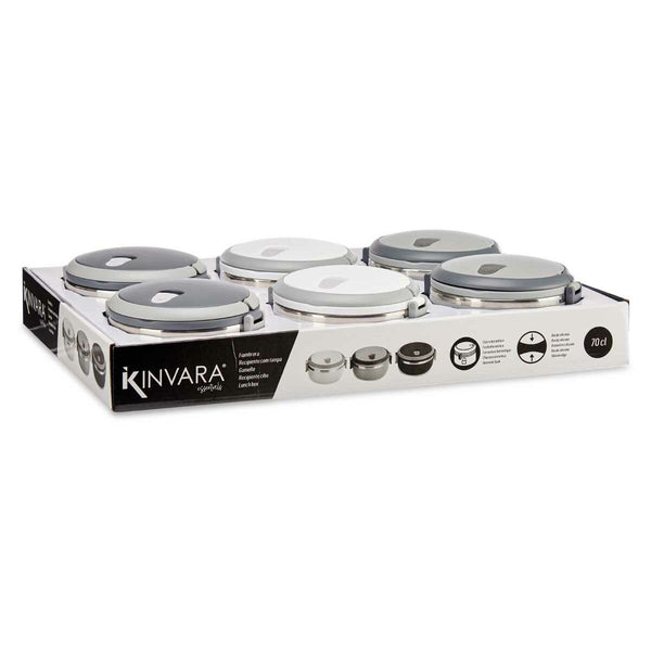 Lunchbox Kinvara SW8034A-1 1 Weiß Grau Anthrazit Edelstahl Polypropylen 700 ml 16 x 9 x 14,5 cm (6 Stück)