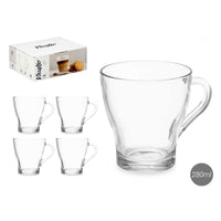 Tasse Kaffee und Tee Vivalto 1 1 Durchsichtig Glas 280 ml (6 Stück)