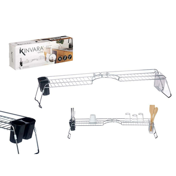 Ausziehbarer Geschirrabtropfständer Kinvara Schwarz Silberfarben 44 x 11 x 16 cm (4 Stück)