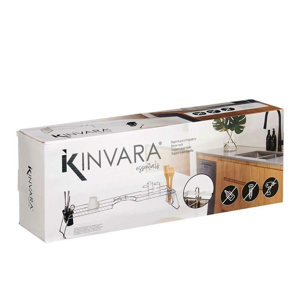 Ausziehbarer Geschirrabtropfständer Kinvara Schwarz Silberfarben 44 x 11 x 16 cm (4 Stück)