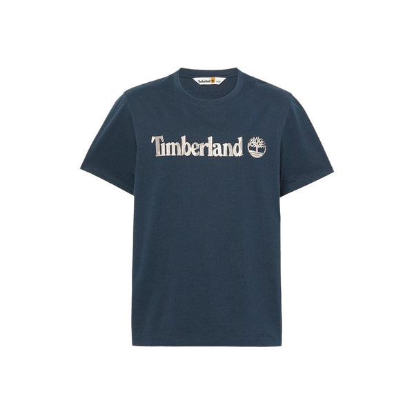 Herren Kurzarm-T-Shirt Timberland Kennebec River Camo Linear Logo Blau