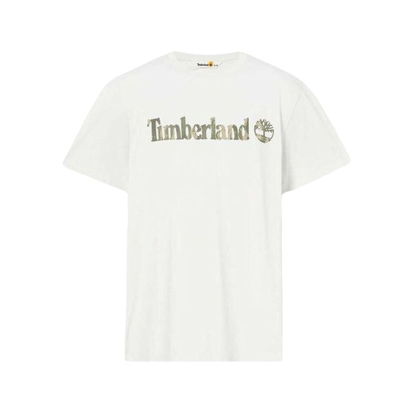 Herren Kurzarm-T-Shirt Timberland Kennebec River Camo Linear Logo Weiß