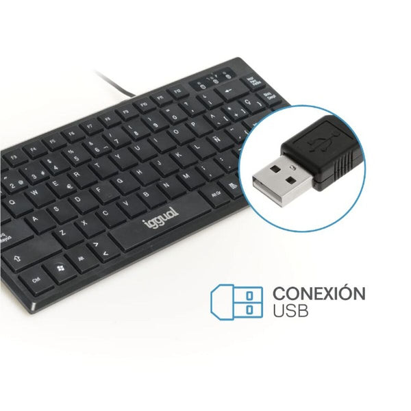 Tastatur iggual Slim TKL-USB Schwarz