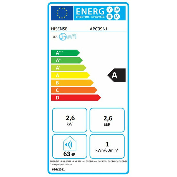 Tragbare Klimaanlage Hisense APC09NJ A Weiß Schwarz/Weiß 2600 W