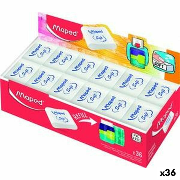 Radiergummi-Set Maped Essential Soft Connect Weiß 36 Stück
