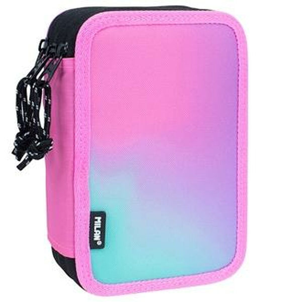 Dreifaches Federmäppchen Milan Sunset Rosa 19,5 x 13 x 7,5 cm (12 Stück)