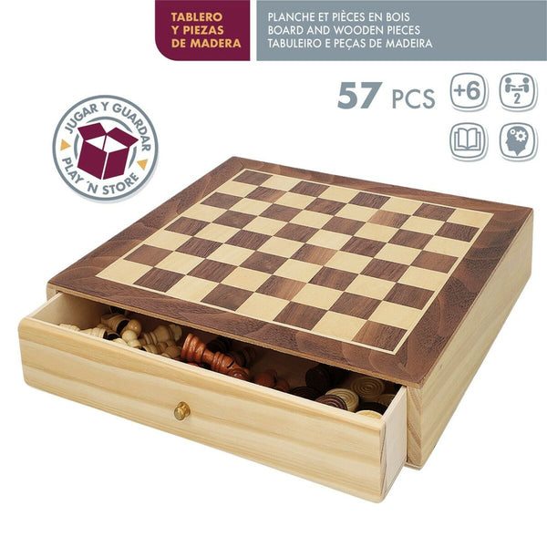 Schach- und Dame-Brett CB Games Holz Schublade (4 Stück)