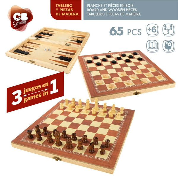 Schach- und Dame-Brett CB Games Holz Backgammon (6 Stück)