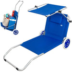 Klappbarer Camping-Liegestuhl Aktive Blau 62 x 62 x 117 cm Klappbarer Wagen Markise (2 Stück)