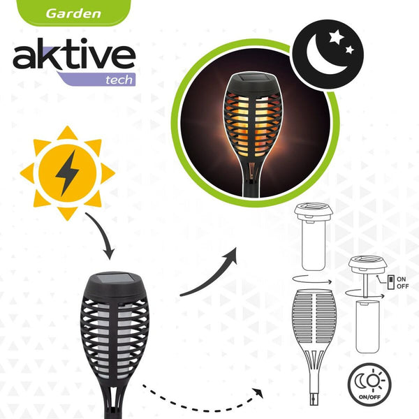 Solar-Gartenfackel-Set Aktive Kunststoff 7,5 x 50 x 7,5 cm (4 Stück)