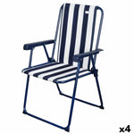 Gepolsterte Campingstuhl Aktive Gestreift Weiß Marineblau 43 x 85 x 47 cm (4 Stück)