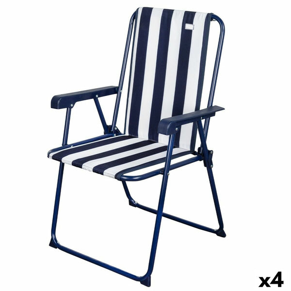 Gepolsterte Campingstuhl Aktive Gestreift Weiß Marineblau 43 x 85 x 47 cm (4 Stück)