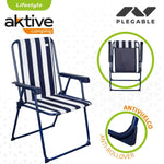 Gepolsterte Campingstuhl Aktive Gestreift Weiß Marineblau 43 x 85 x 47 cm (4 Stück)