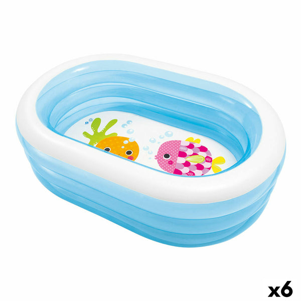 Aufblasbares Planschbecken für Kinder Intex Oval Blau Weiß 230 L 163 x 46 x 107 cm (6 Stück)