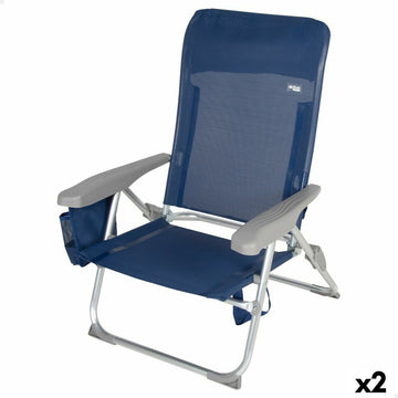 Strandstuhl Aktive Slim Biegsam Marineblau 47 x 87 x 58 cm (2 Stück)