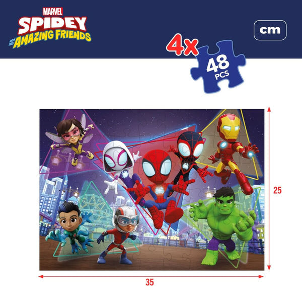 Set mit 4 Puzzeln Spidey 35 x 1,5 x 25 cm 48 Stücke (6 Stück)