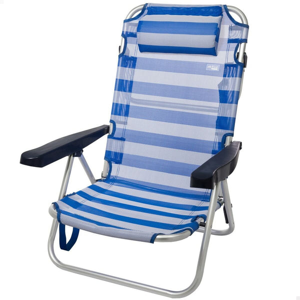 Strandstuhl Aktive Biegsam Kissen Weiß Blau 48 x 84 x 46 cm (2 Stück)