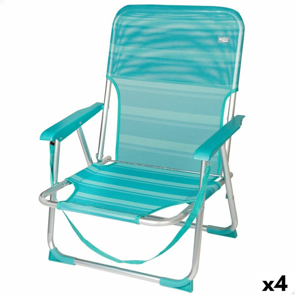 Strandstuhl Aktive türkis 44 x 72 x 35 cm Aluminium Biegsam (4 Stück)