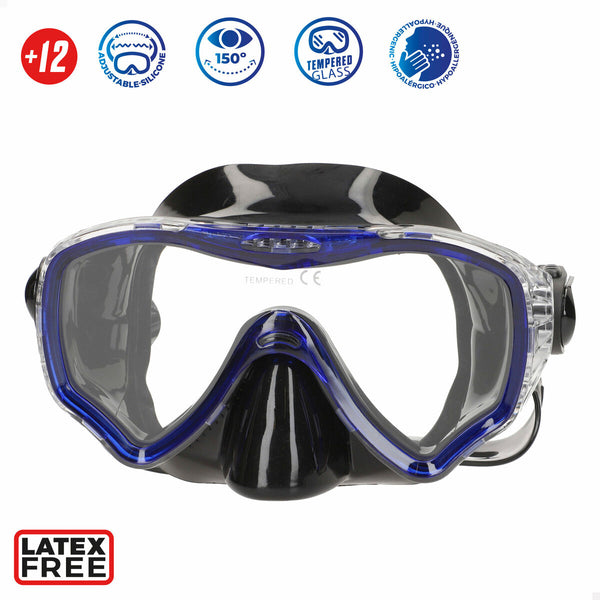 Taucherbrille mit Schnorchel AquaSport Blau Rot (6 Stück)