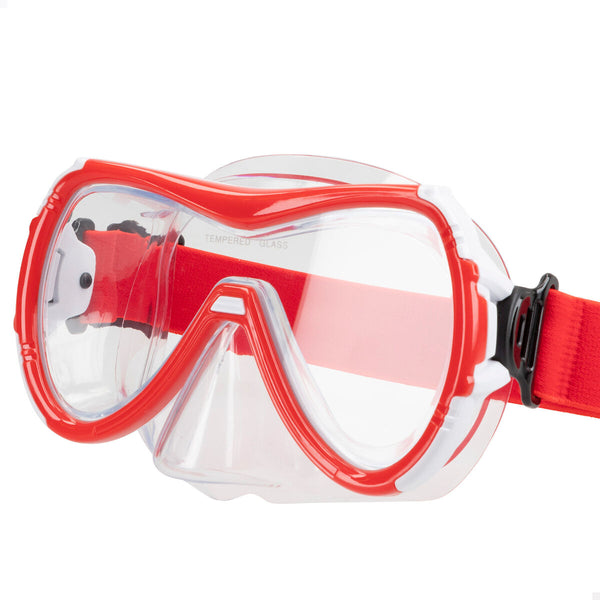 Taucherbrille mit Schnorchel AquaSport Schwarz Rot (6 Stück)