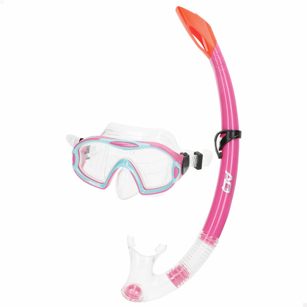 Taucherbrille mit Schnorchel AquaSport Blau Rosa (6 Stück)