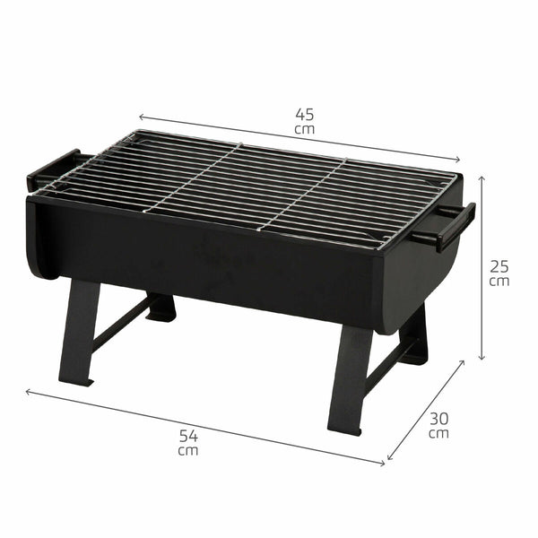 Grill Tragbarer Aktive Stahl 45 x 25 x 30 cm Schwarz (2 Stück)