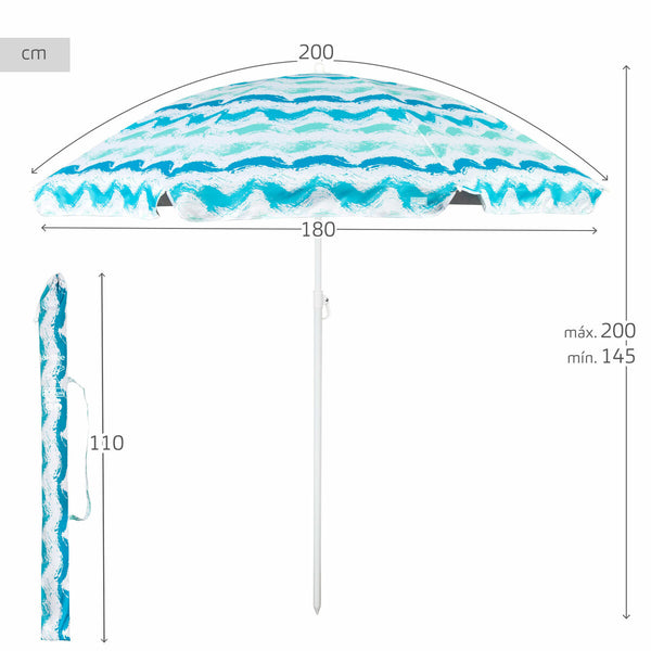 Sonnenschirm Aktive Silberfarben 200 x 200 x 200 cm (4 Stück)