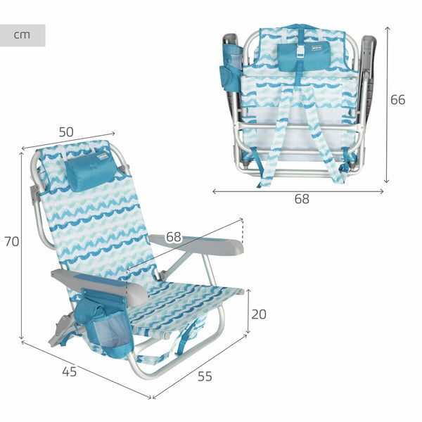 Strandstuhl Aktive 50 x 70 x 45 cm (2 Stück)