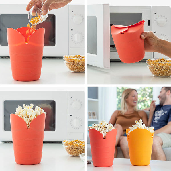 Popcorn-Bereiter, faltbar, Silikon Popbox InnovaGoods (2Er pack)