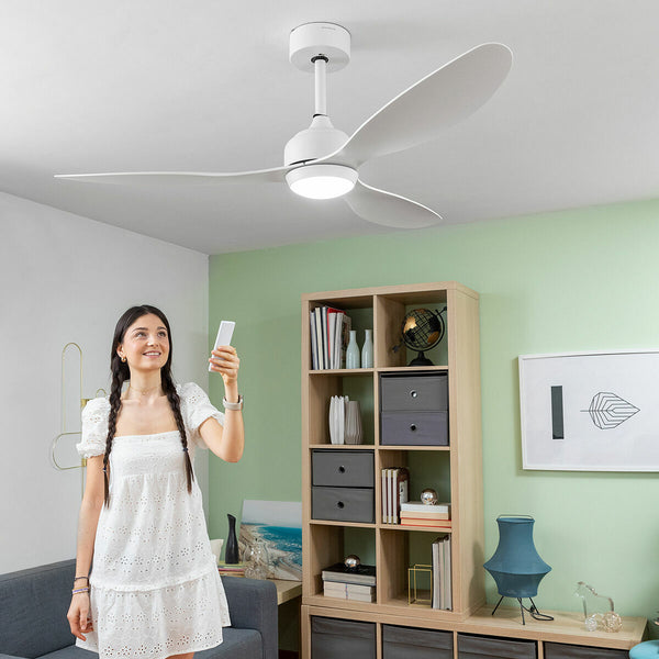 Deckenventilator mit Lampe Flaled InnovaGoods Weiß 36 W 52" Ø132 cm (Restauriert A)