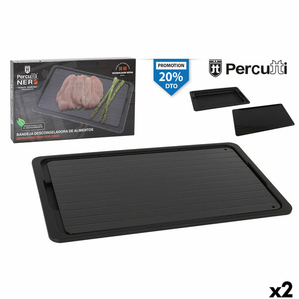 Schnelle Auftauplatte für Nahrungsmittel Percutti   Schwarz 39 x 23 cm Entfrostfunktion (2 Stück)