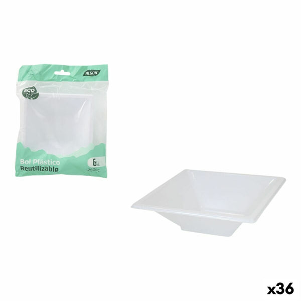 Satz für Appetithäppchen Algon Kunststoff 250 ml 12 x 12 x 2 cm 6 Stücke (36 Stück)