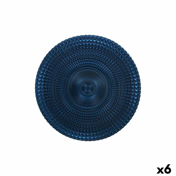 Flacher Teller Alfares Alfares Blau Glas Ø 31 cm (6 Stück)