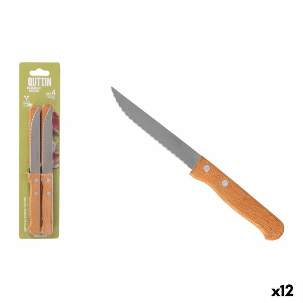 Steakmesser-Set Inde Natura Braun Silberfarben 10,5 cm Mehrzweck 4 Stücke (12 Stück)