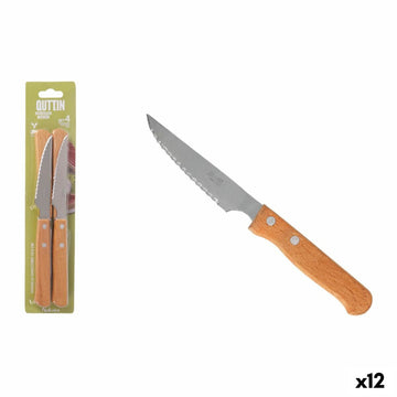 Steakmesser-Set Inde NATURA Braun Silberfarben 10,5 cm 4 Stücke (12 Stück)