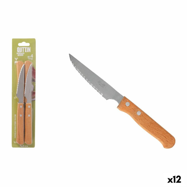 Steakmesser-Set Inde NATURA Braun Silberfarben 10,5 cm 4 Stücke (12 Stück)