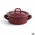 Topf mit Deckel Quid Clasico Esmalte Braun Ø 10 cm (12 Stück)