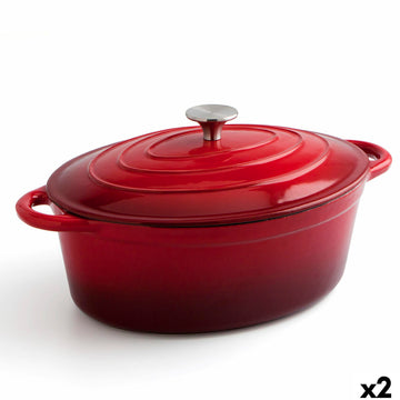 Topf mit Deckel Bidasoa Fierro Rot 4,3 L 30 x 23 cm (2 Stück)