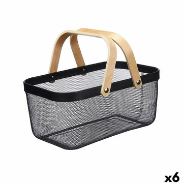Mehrzweckkorb Kinvara 1031 Schwarz Holz Metall 42,5 x 18 x 26,5 cm (6 Stück)