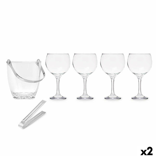 Eiskübel Vivalto 11444 11444 Durchsichtig Metall Kristall 14,5 x 12 x 12,5 cm 4x (10,5 x 20 cm) 36 x 21,5 x 23,5 cm Gläser (2 St