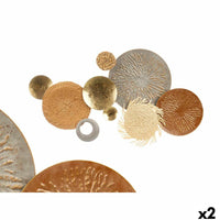 Wanddekoration Gift Decor Braun Grau Metall Papier Naturfaser 90,2 x 5,7 x 47 cm (2 Stück)