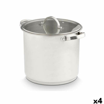 Kasserolle mit Glasabdeckung Kinvara Silberfarben 31 x 25 x 24 cm 31 x 23 x 24 cm Induktion (4 Stück)