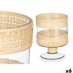 Kerzenschale Gift Decor Durchsichtig natürlich Glas Rattan 15 x 20 x 15 cm (6 Stück)