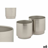 Blumentopfset 40055-S Silberfarben Eisen 18 x 16,5 x 18 cm 16 x 15,5 x 16 cm (6 Stück)