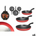 Pfannen-Set Kinvara Schwarz Rot Aluminium Bakelit 20 x 4 cm 28 x 5 cm 24 x 4,5 cm 28,5 x 46 x 14,5 cm (6 Stück)