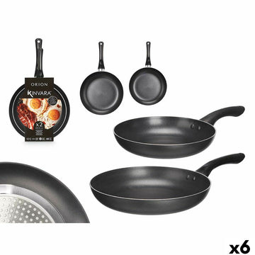 Pfannen-Set Kinvara Schwarz Aluminium Bakelit 22,5 X 4,3 cm 26,4 x 4,7 cm 26,5 x 44 x 8,5 cm (6 Stück)