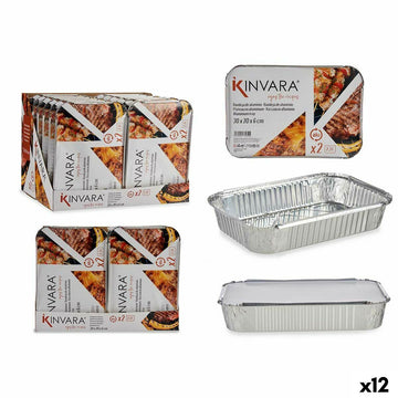 Lebensmittelschalen-Set Kinvara Silberfarben Aluminium 21 x 6 x 30,5 cm 12 Stück